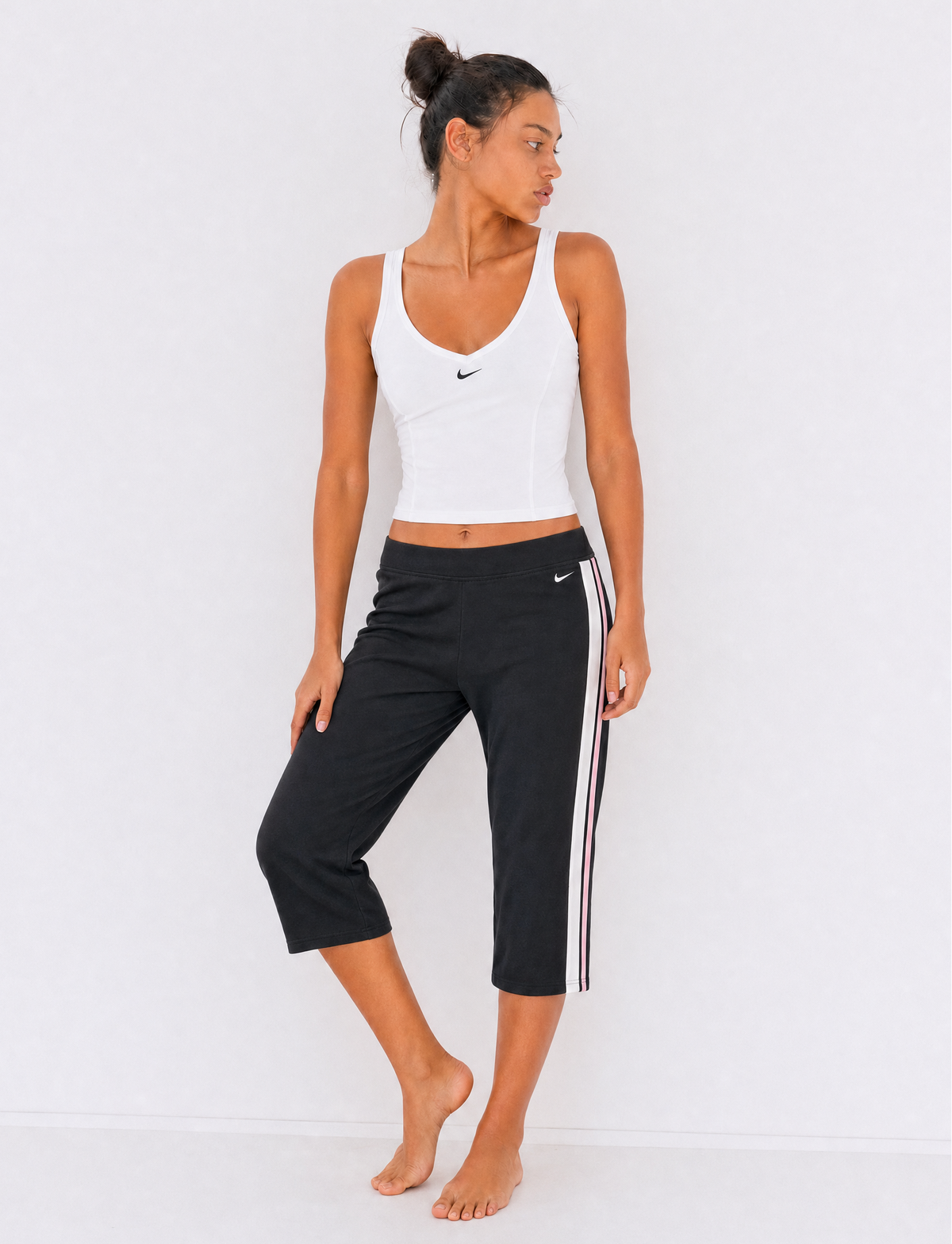 Nike White Tank + Black Capri Pant Set | Mixed-Era