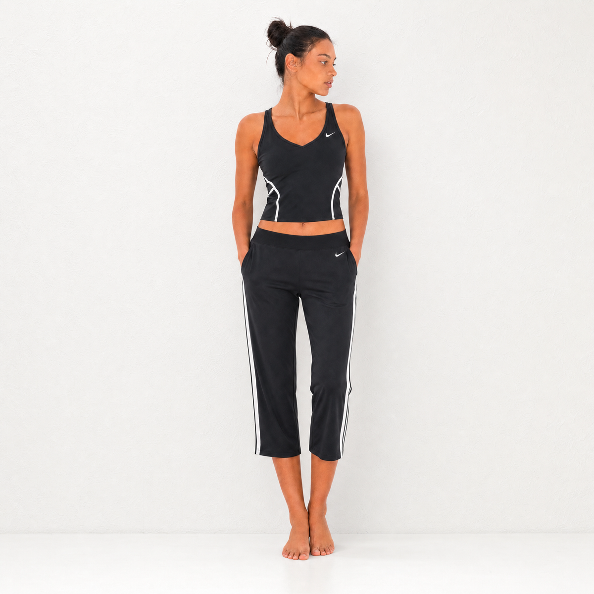 Nike Y2K Black White Capri Set