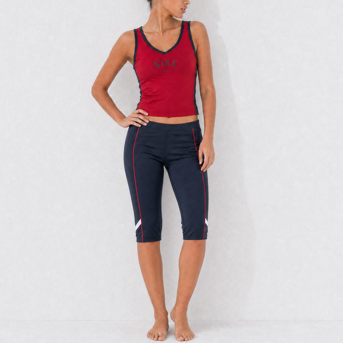 Adidas Y2K Red Navy Capri Set