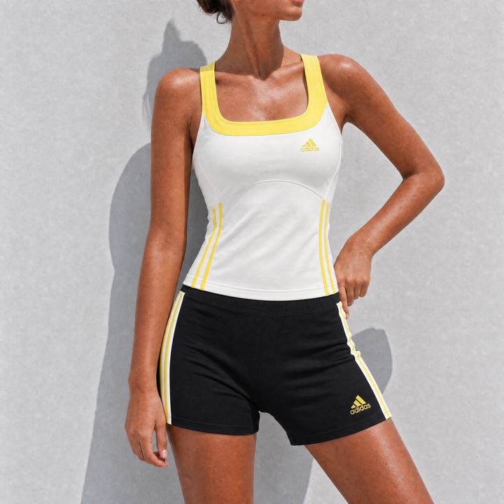 Adidas 90s Late 2000s White Yellow Black Short Set