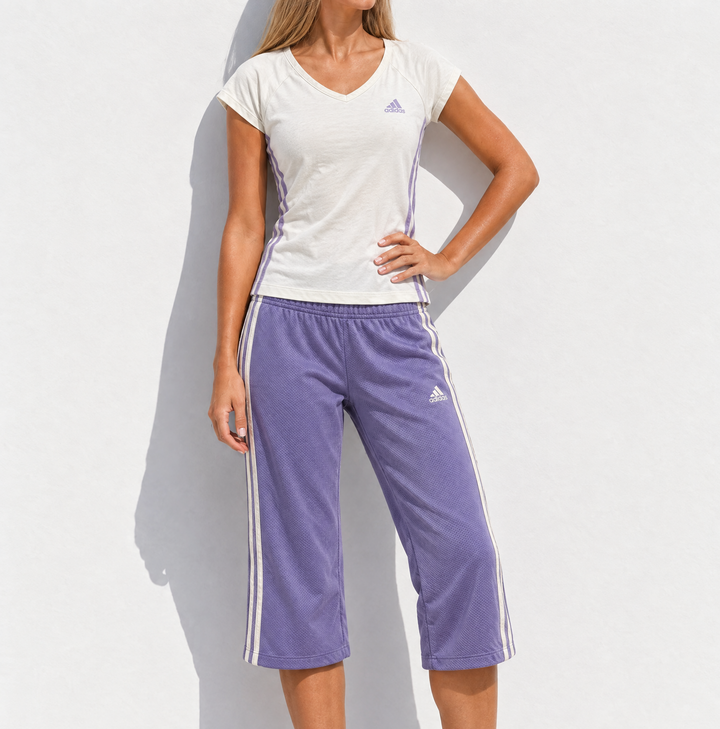 Adidas White Short Sleeve And Mesh Pants Set