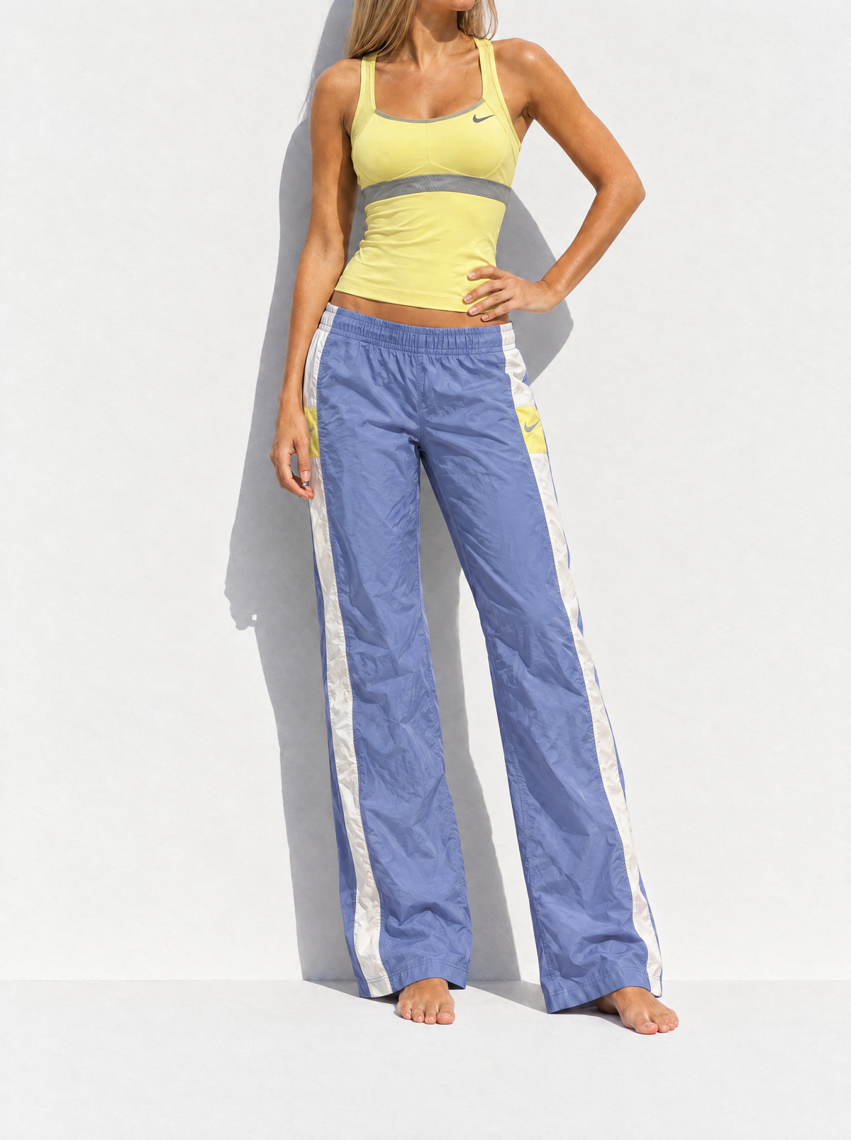 Nike Y2K Blue Yellow Windbreaker Pant Set