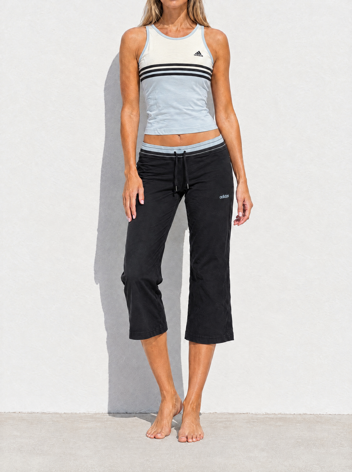 Adidas 90s Aqua Black Capri Set