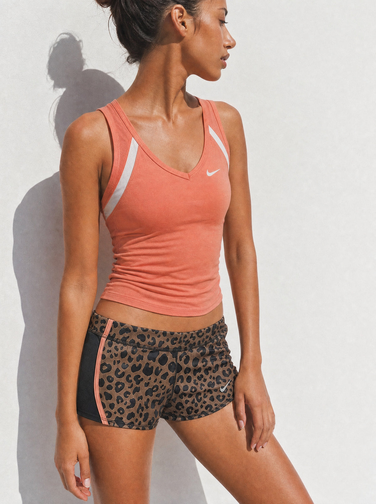 Nike Mixed Era Coral Leopard Short Set