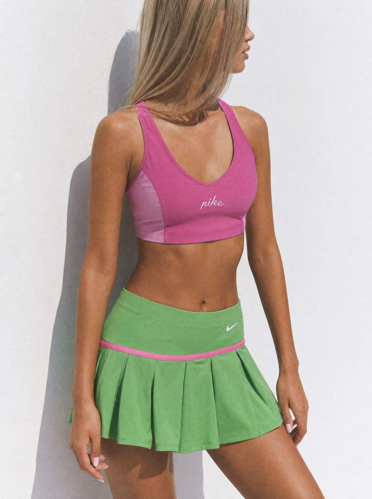 Rare Nike Y2K Pink + Green Tennis Crop Top & Skort Set
