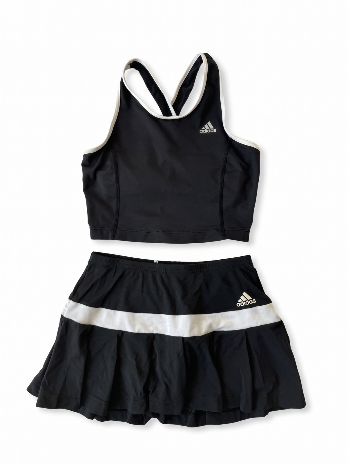 Adidas Y2K Black White Tennis Skirt Set