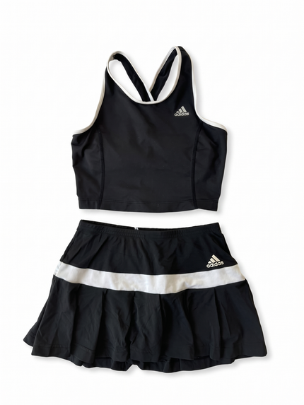 Adidas Y2K Black White Tennis Skirt Set