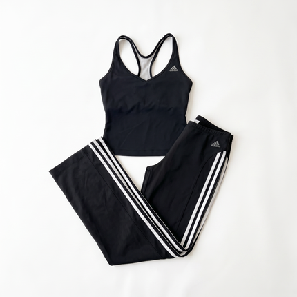 Adidas Y2K Black Tank + Three Stripe Capri Pant Set