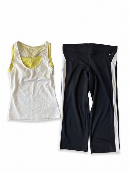 Nike Y2K White Yellow Black Capri Set