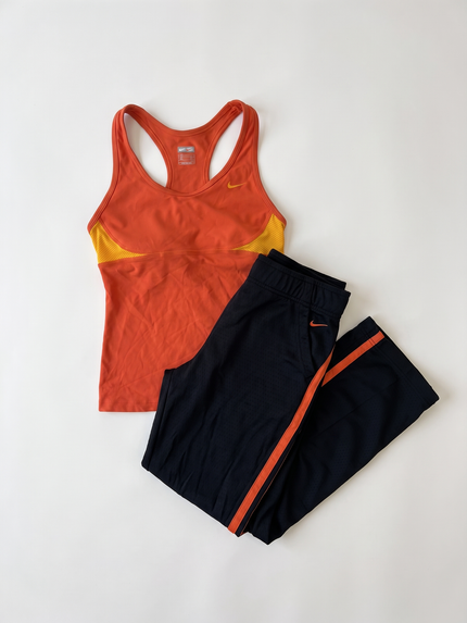 Nike Y2K Orange Black Flare Pant Set