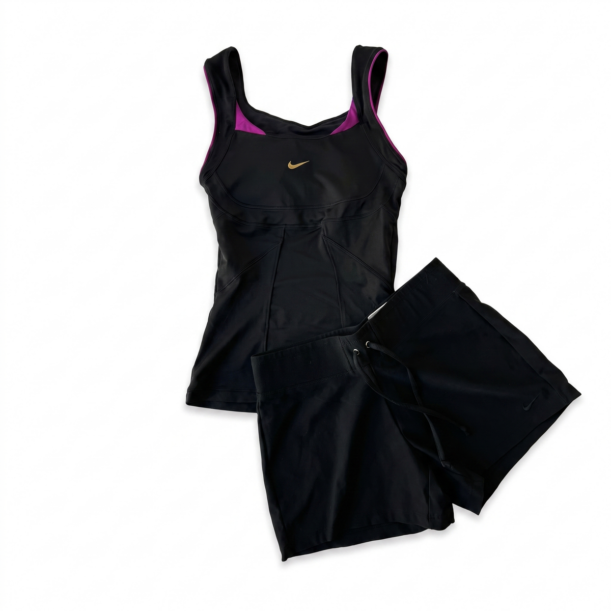 Nike Black + Purple Mixed-Era Tank & Short Set