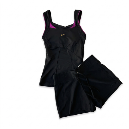 Nike Black + Purple Mixed-Era Tank & Short Set