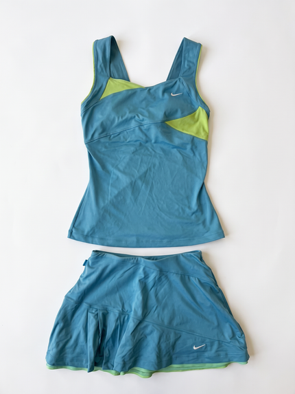 Nike 2010s Turquoise Green Tennis Skort Set