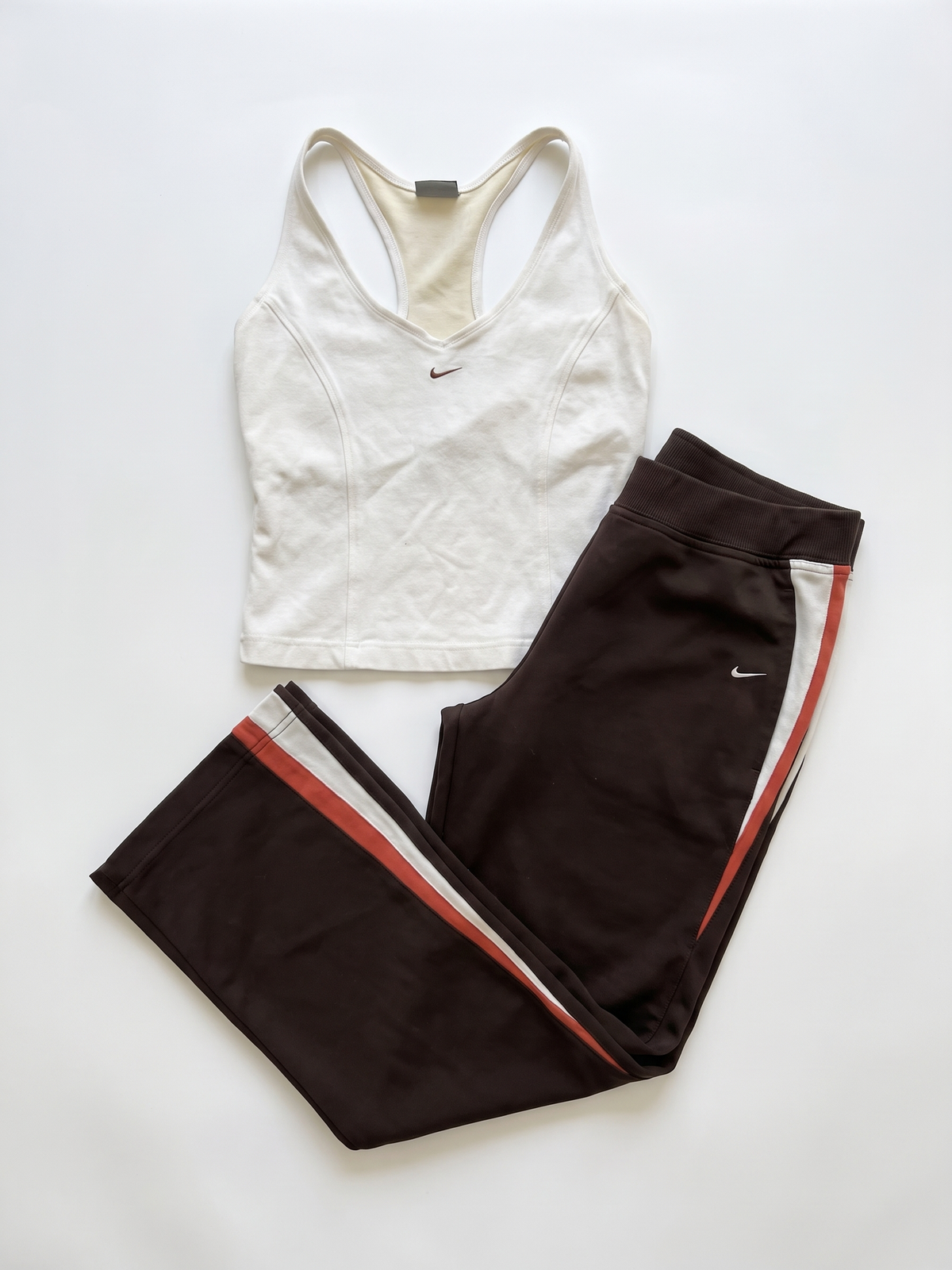 Nike Y2K Brown Cream Orange Track Pant Set