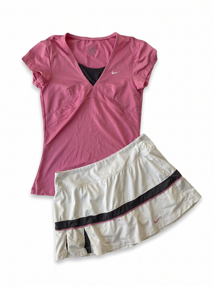 Nike Rare 2010s Pink White Ruffle Tennis Skort Set